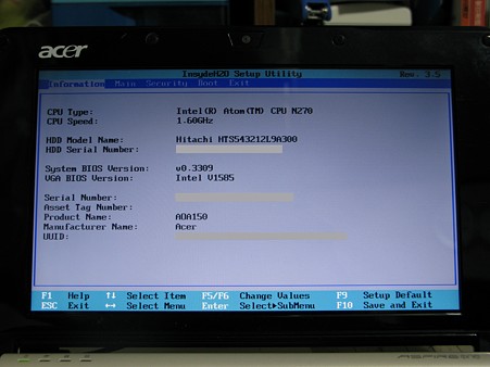2009.10.19 Acer Aspire One BIOS(1/5)