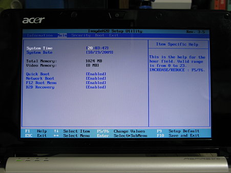 2009.10.19 Acer Aspire One BIOS(2/5)
