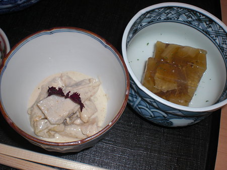 ずいきの胡麻和え・焼きナスのゼリー寄せ